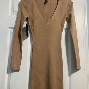 Long sleeve beige Marciano dress.